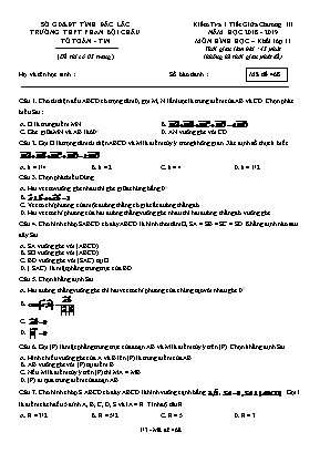 Đề kiểm tra 1 tiết giữa Chương III môn Hình học Lớp 11 - Mã đề 468 - Năm học 2018-2019 - Trường THPT Phan Bội Châu